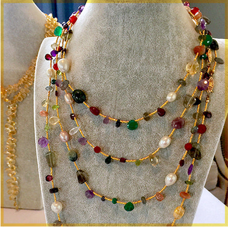 22K Vermeil Multicolor Gemstone & Pearl Chain