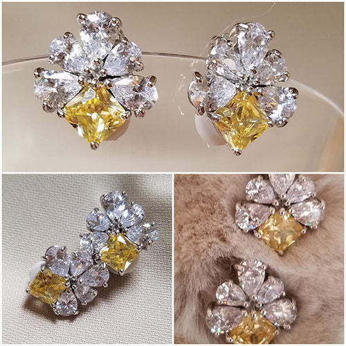 CZ Canary & Clear CLIP-ON Earring