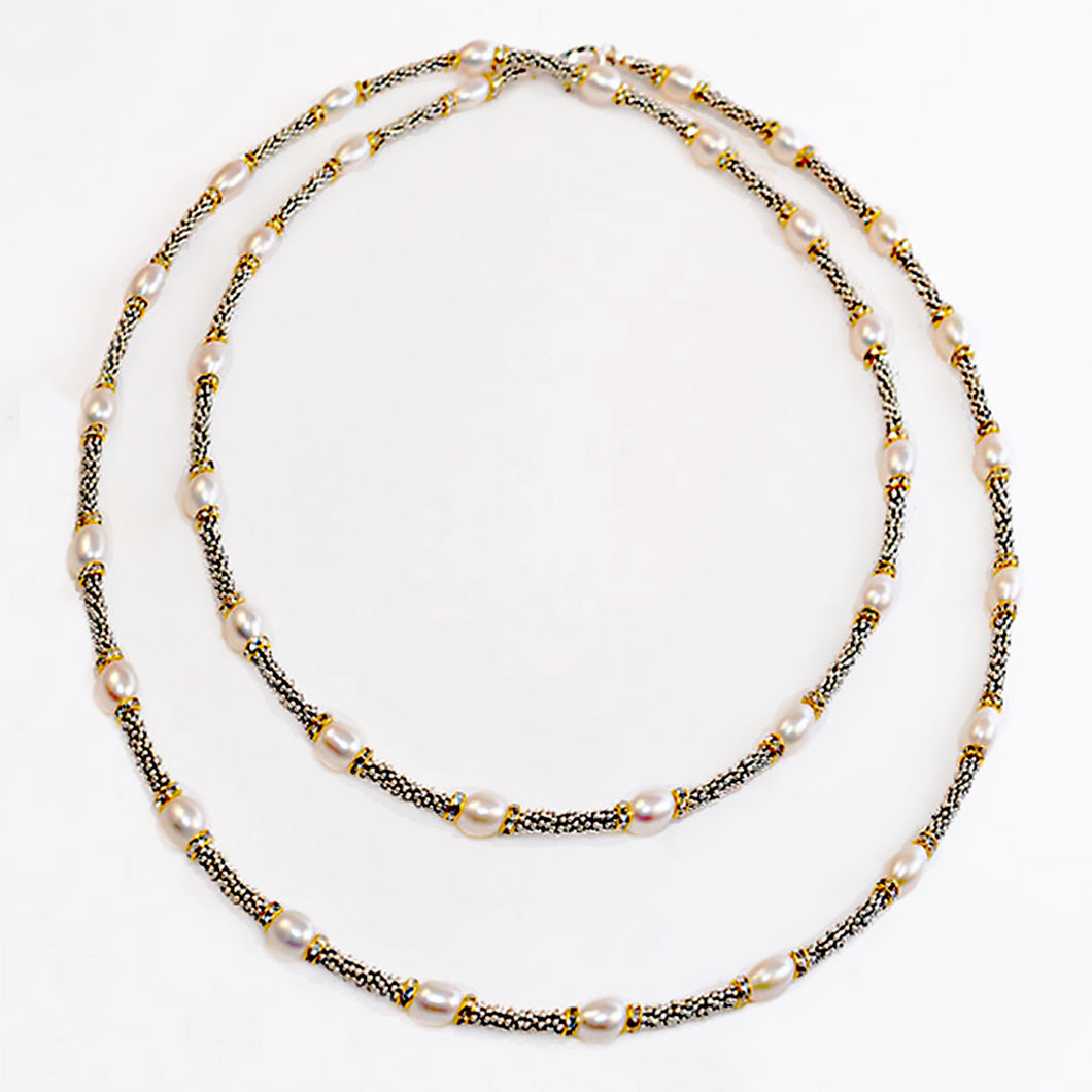 Bali Sterling & Freshwater Pearl Rope Necklace