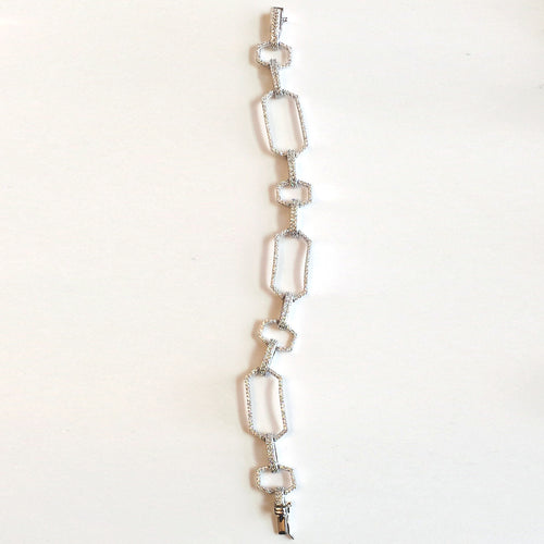 CZ Link Bracelet In Sterling Silver