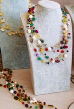 Load image into Gallery viewer, 22K Vermeil Multicolor Gemstone &amp; Pearl Chain