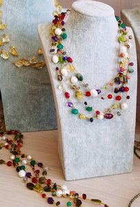 22K Vermeil Multicolor Gemstone & Pearl Chain