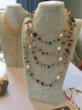 Load image into Gallery viewer, 22K Vermeil Multicolor Gemstone &amp; Pearl Chain