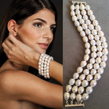 Load image into Gallery viewer, White Pearl Cuff Bracelet