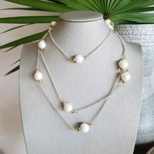 Load image into Gallery viewer, Shell Pearls In Solid White On Sterling Chain