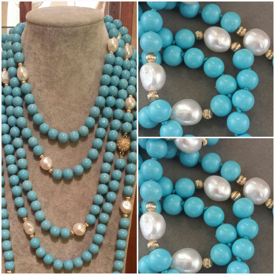 Turquoise & Pearl Rope